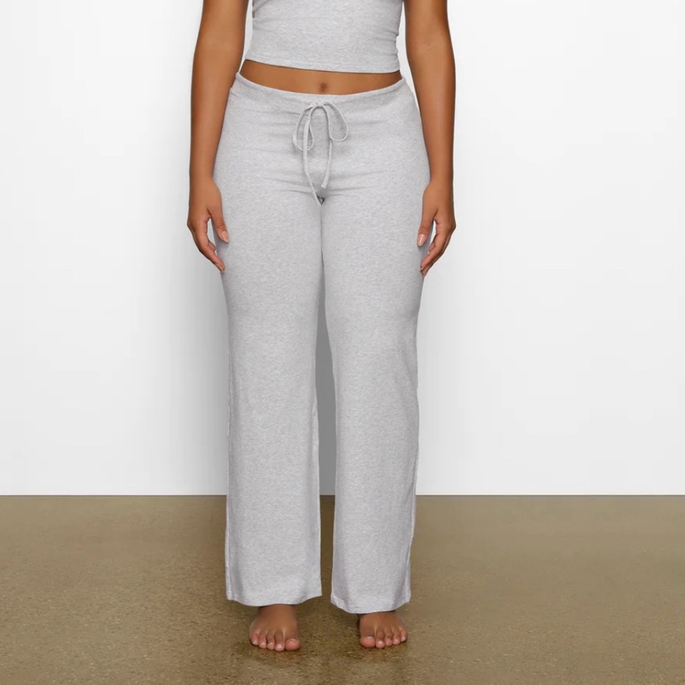 Skims cotton jersey grey straight leg lounge pant